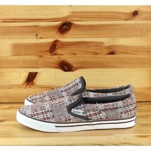 Skechers Patchwork Print Slip On Shoes Women's 9.5 Flats Brown
